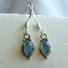 Light Blue Chalcedony cabochon (6x4mm) earrings in antiqued Sterling Silver

12.5mm drop