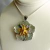 32x30mm Carved Golden Lip Shell Flower pendant with yellow crystal accents

Weight 8.5g

Silver plated