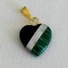 12mm Onyx, Mother of Pearl and Malachite heart pendant

Weight 4.1ct

Gold plated bail